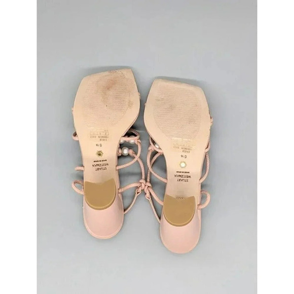 NIB Stuart Weitzman Women's Pearl Knot Block-Heel Sandals Size 6.5 B (MSRP $495) - Picture 6 of 8
